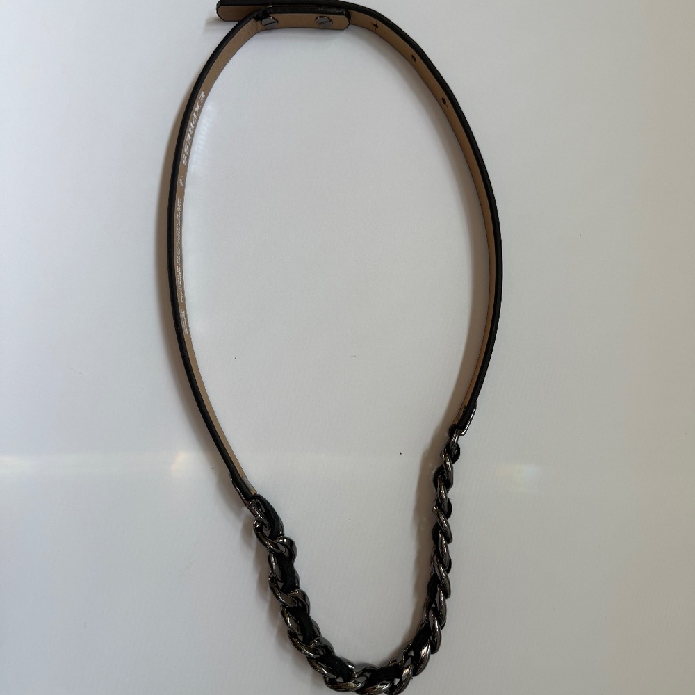Express Belt faux leather and gun metal chain size small